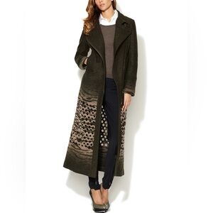 L.A.M.B. Laser Cut Boil Wool Blend Coat Olive Size 4